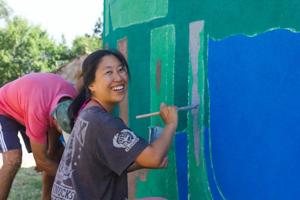 Collaborative mural and painting session